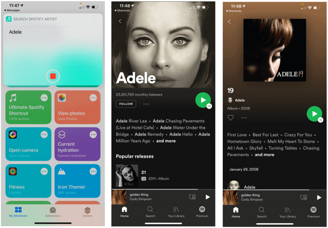 Siri parancsikonok a Spotify Siri keresőművészéhez