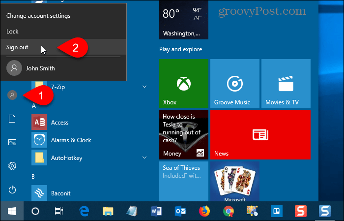 Kijelentkezés a Windows 10 rendszerből