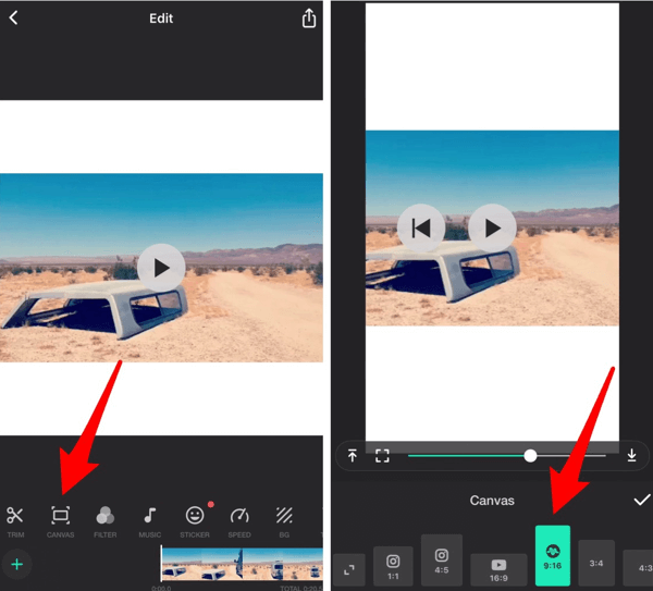 A csúszka mozgatásával nagyíthat vagy kicsinyítheti a videót az InShot alkalmazásban.