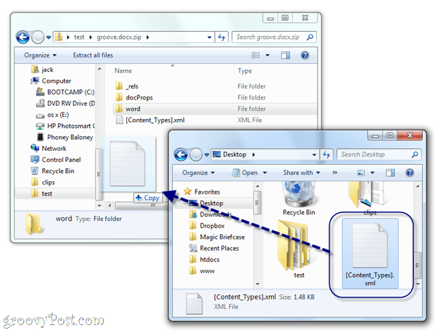 manuálisan szerkesztheti a docx xml fájlt a Windows 7 rendszerben