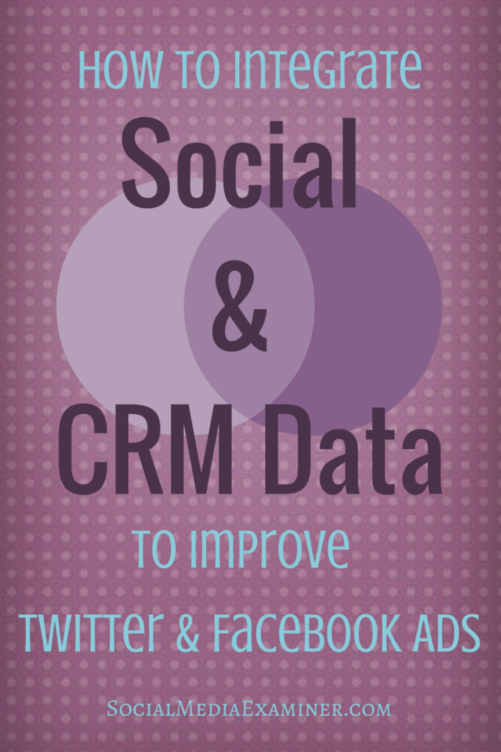 Hogyan integrálhatjuk a közösségi és CRM-adatokat a Twitter és a Facebook hirdetések javítása érdekében: Social Media Examiner