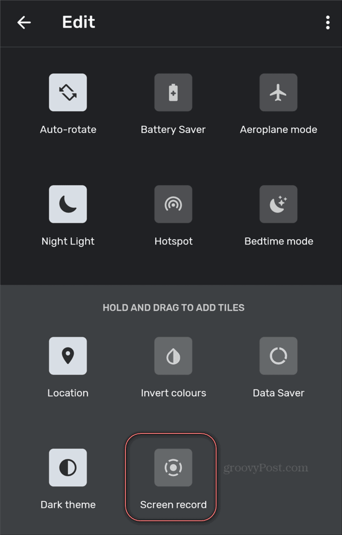 Android Screen Recorder gyorsbeállítások képernyő felvevő