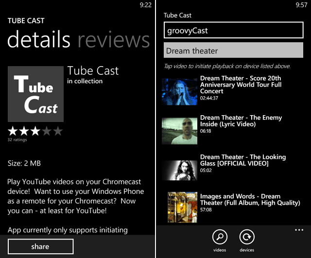 Küldje el YouTube-videóit a Chromecastra a Windows Phone segítségével