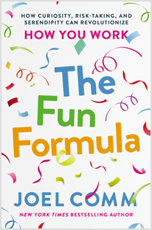 Joel Comm Fun Formula című könyvborítója színes konfettivel és fehér háttérrel rendelkezik.