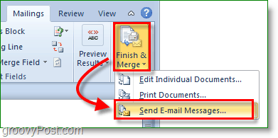 Outlook 2010 képernyőkép - Fejezze be, egyesítse és küldje el az e-mail üzeneteket