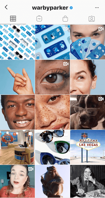 Warby Parker Instagram üzleti profilja