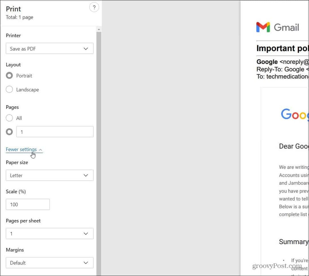 A Gmail üzenet mentése PDF-fájlként