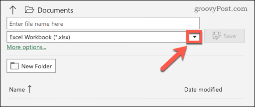 Az Excel fájlformátumának kiválasztása