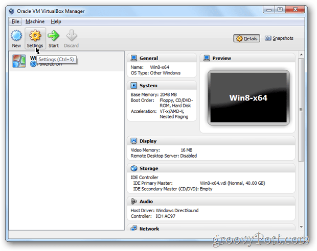 A VirtualBox beállításainak konfigurációs ablakai 8