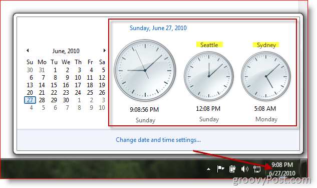 A Microsoft Windows 7 további órákat jelenít meg különböző időzónákban